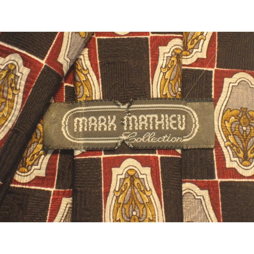 Mark Mathieu 100% Silk Geometric Design Necktie